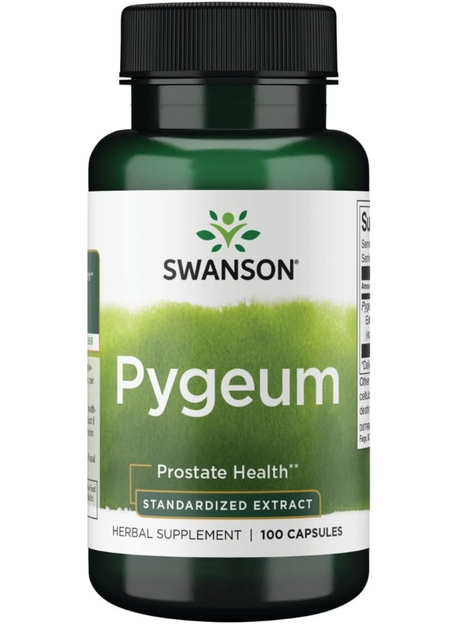 Swanson Pygeum - 100 Capsules, 125 mg Each - Herbal Supplement for Male Prostate Health, Bladder, and Urinary Tract Support - Image 1